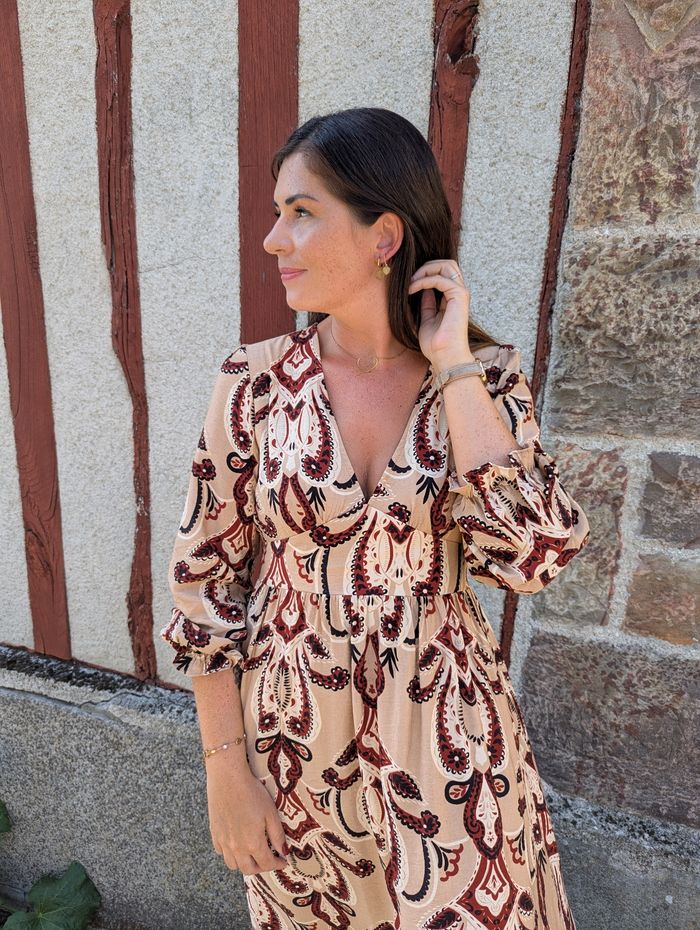 Robe longue La Rochelle camel/bordeaux 
Taille S/M - photo numéro 2