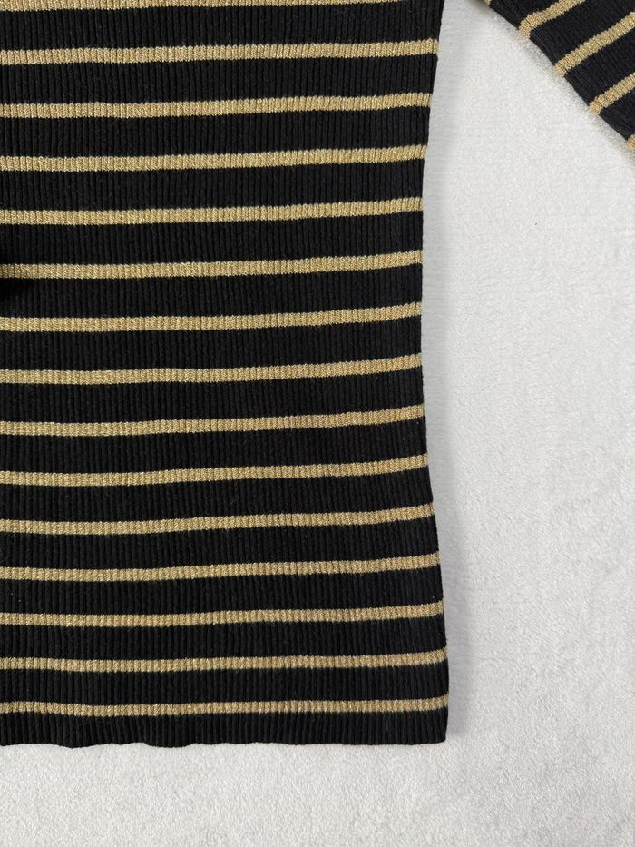 Pull à col roulé Ralph Lauren Femme Taille S Rayé Noir et Jaune, Parfait État - photo numéro 8