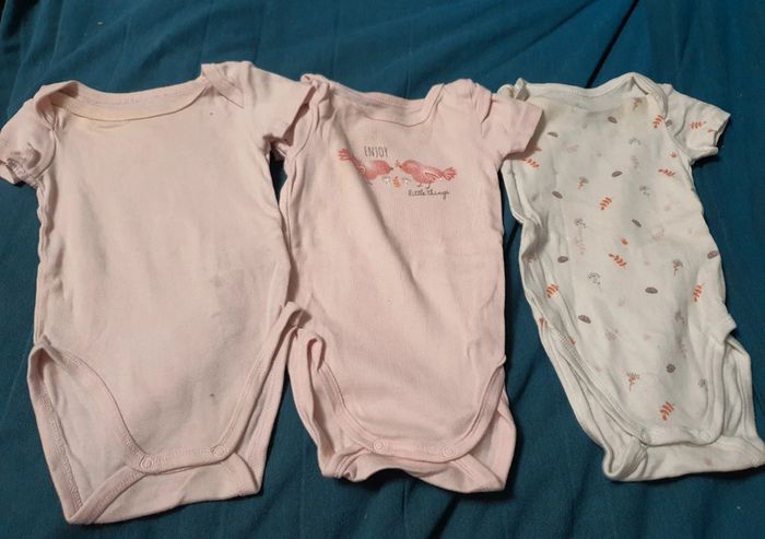 Lot de 3 bodies Tex Manches courtes été fille 6 mois - photo numéro 2