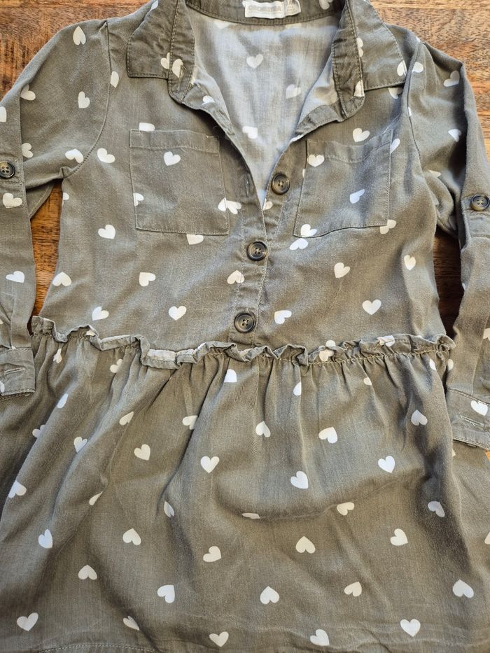 Belle Robe motif cœur kaki 3 ans - photo numéro 4