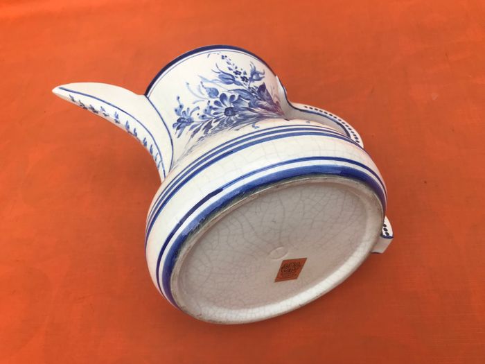 Broc décor floral L. Zortea Bassano Italie Céramique à effet craquelé - photo numéro 6