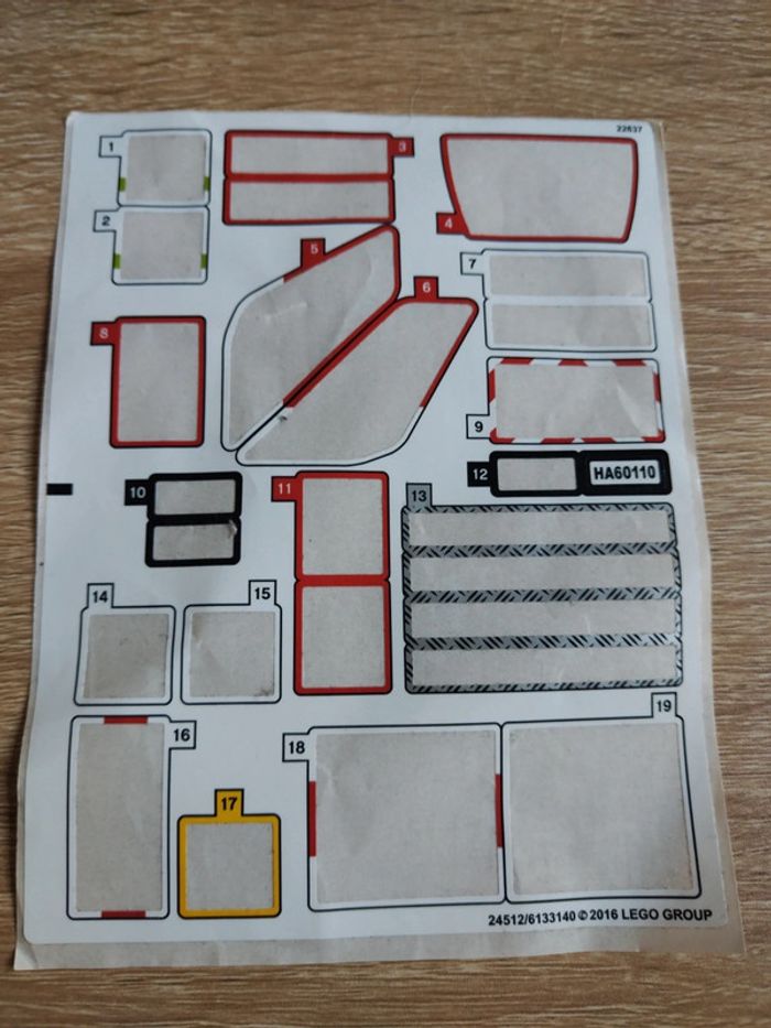 Plaquette autocollant stickers lego 60110 - photo numéro 3