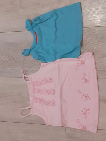 Lot de 2 chemisettes fille, été, taille 12/18 mois