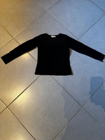 T shirt manches longues - Marese - Fleurs / Points - Noir - 6 ans