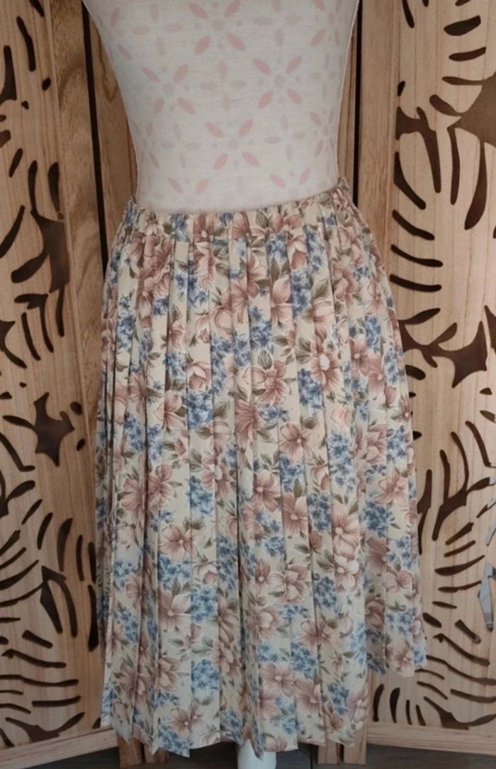 Jupe plissée midi fleurie - Fabriquée en France - Taille unique