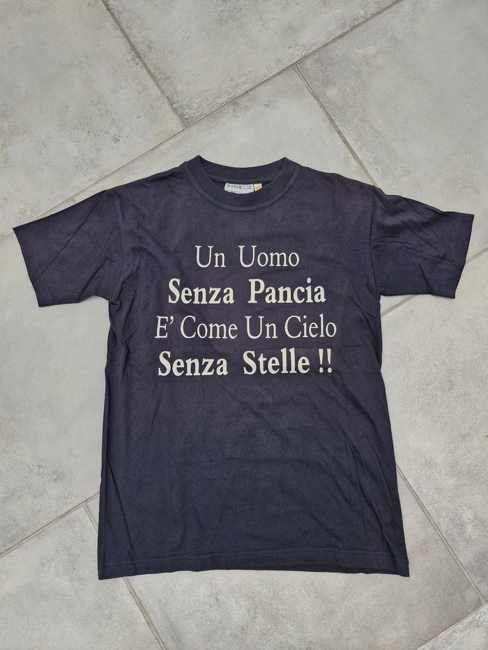 T-shirt humoristique manches courtes bleu marine et blanc