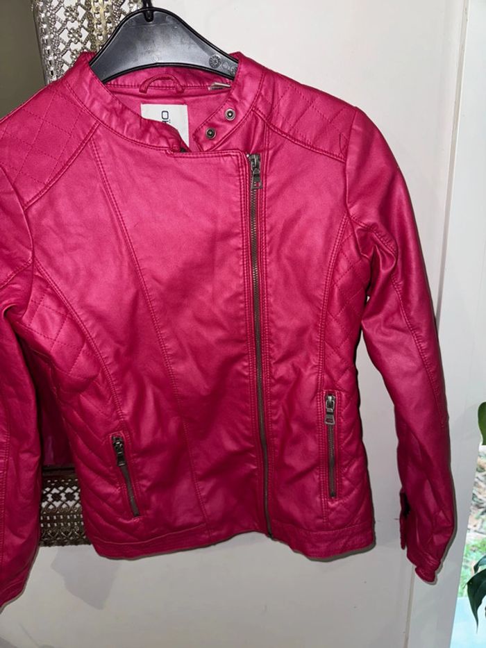 Magnifique veste simili cuir rose framboise 12 ans - photo numéro 3
