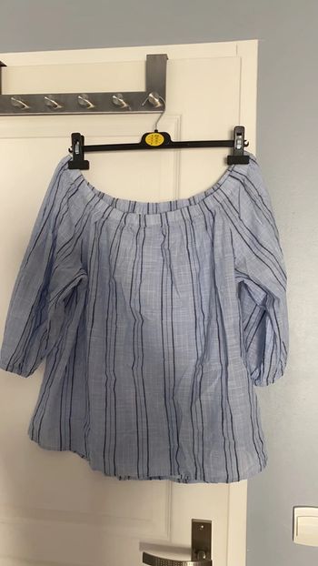 Blouse col large H&M bleu ciel