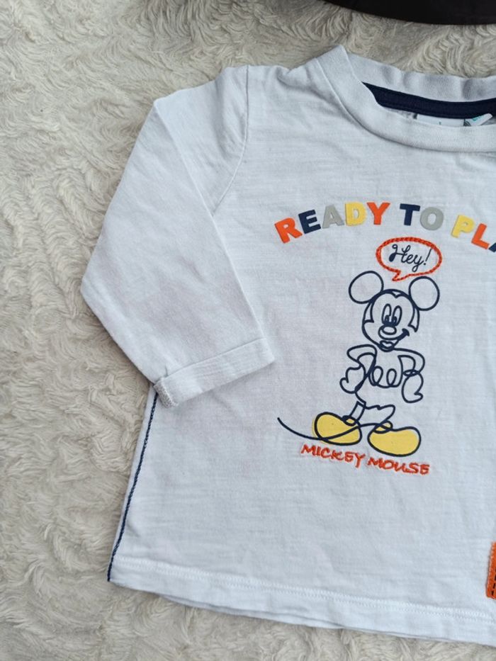 Tee shirt chemise manches longues Garçon 6 mois Mickey ready to play Disney Baby 100% coton - photo numéro 3