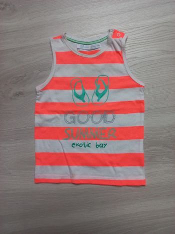 Débardeur 18mois orange fluo et blanc Gémo