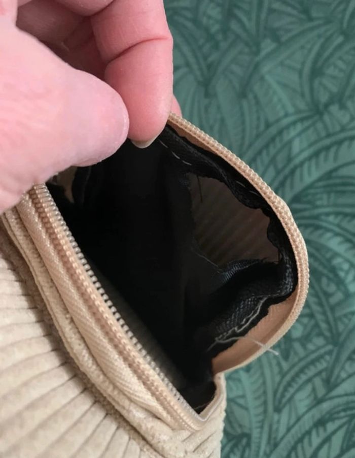 Petit sac beige à bandoulière réglable en velours côtelé - photo numéro 5