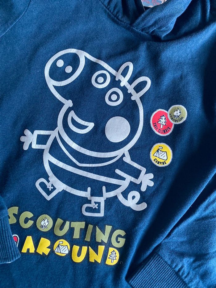 🔹 Sweat tee-shirt manches longues à capuche Peppa pig garçon 🔹 95% Coton - 4 ans 🔹 - photo numéro 3