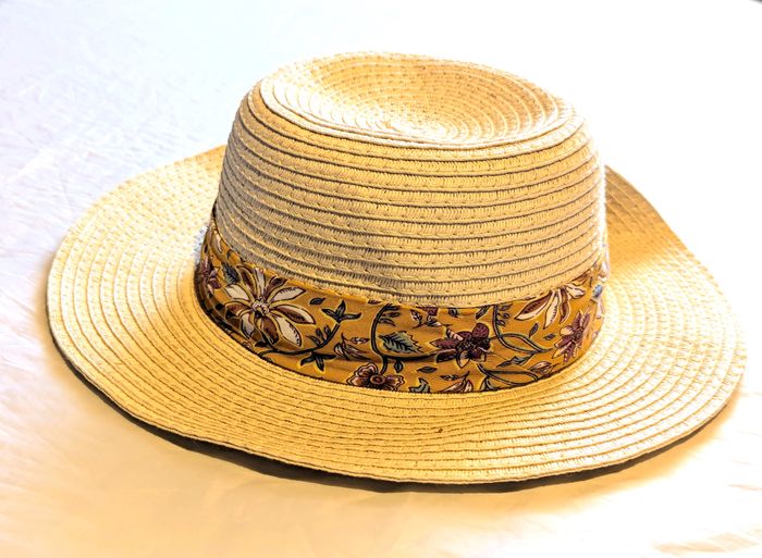Chapeau Sergent Major Crème Bandeau Flot Ruban Motifs Fleurs Feuilles Flore Accessoire Enfants - photo numéro 3