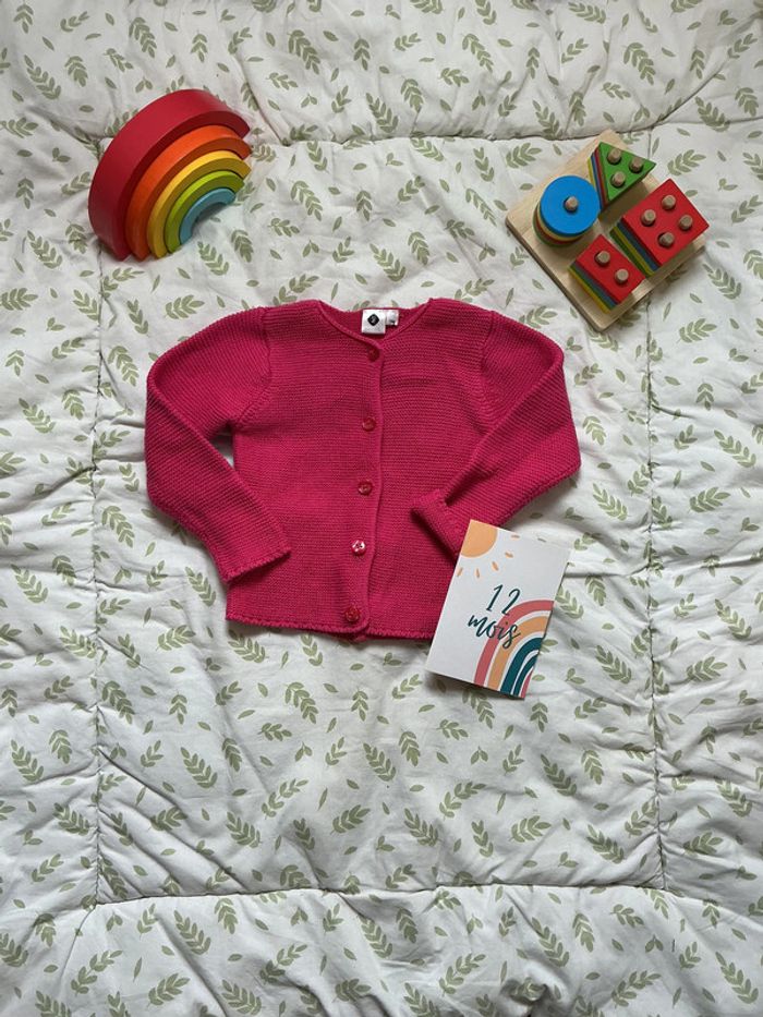 gilet chaud rose grain de blé 12 mois