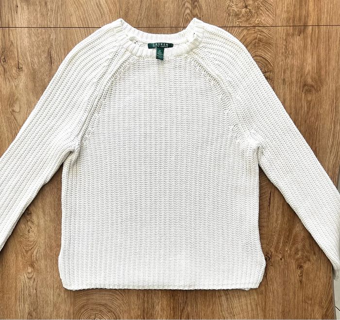 Pull torsadé blanc Lauren Ralph Lauren pour femme, taille M - photo numéro 2