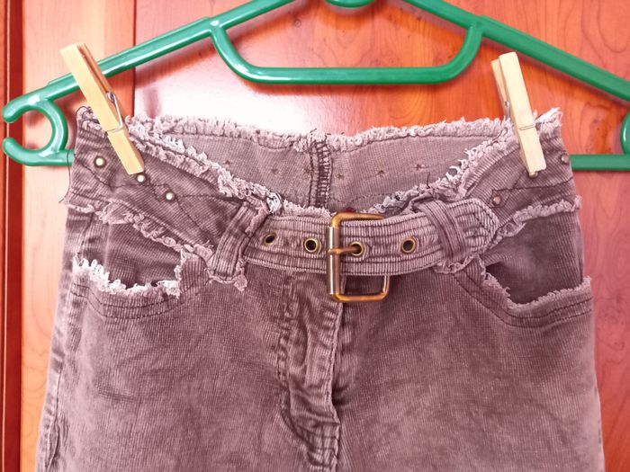 jean velours mille raies marron 4 poches basic one 14 ans