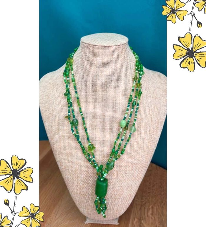 Collier perles multirangs vertes - Collection Émeraude Urbaine - photo numéro 8