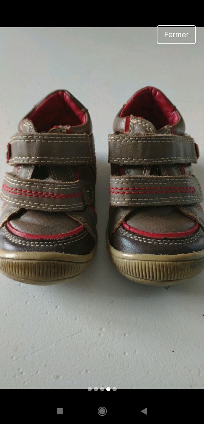 Chaussures marron à scratch taille 20 - photo numéro 4