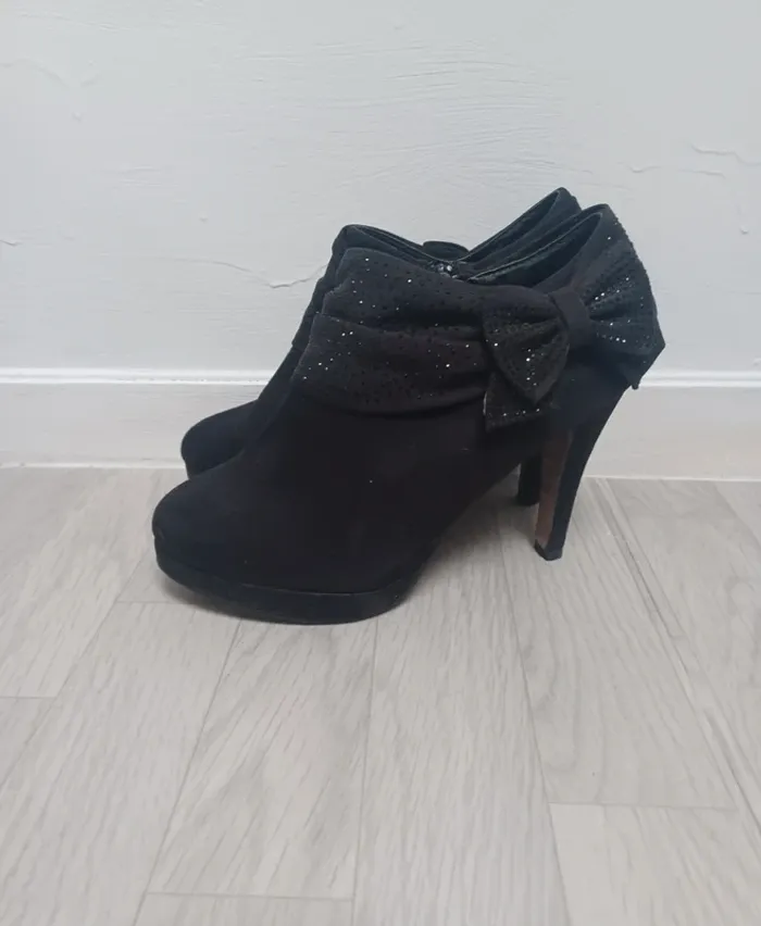 Chaussure à talon noire velour diamant jm diamant - photo numéro 4