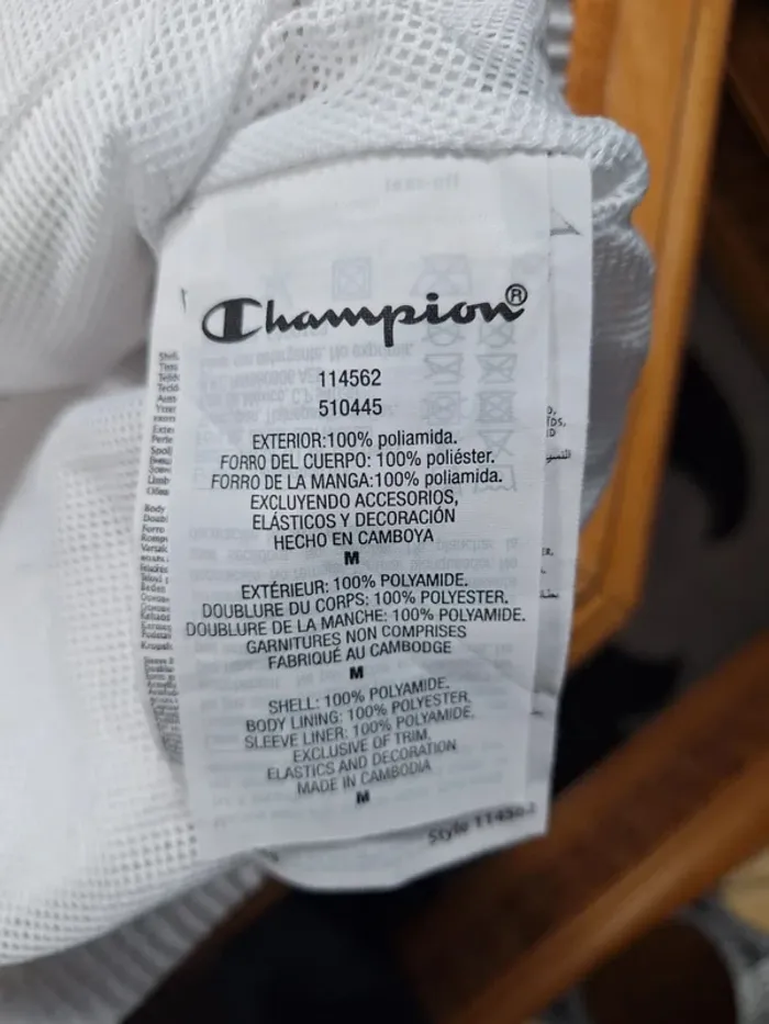 veste coupe vent champion blanche / homme taille M / brodé (470) - photo numéro 12