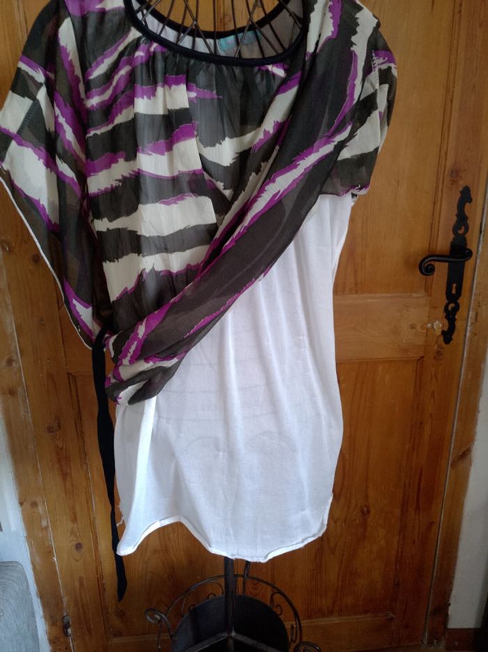 Robe/Tunique blanche, noire et violette neuve Mermaid - photo numéro 5