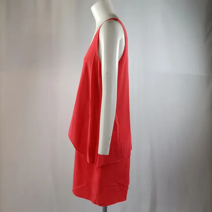 Robe rouge Pablo Gérard Darel coupe fluide superposée 100 % soie Taille 40 A1193 - photo numéro 2