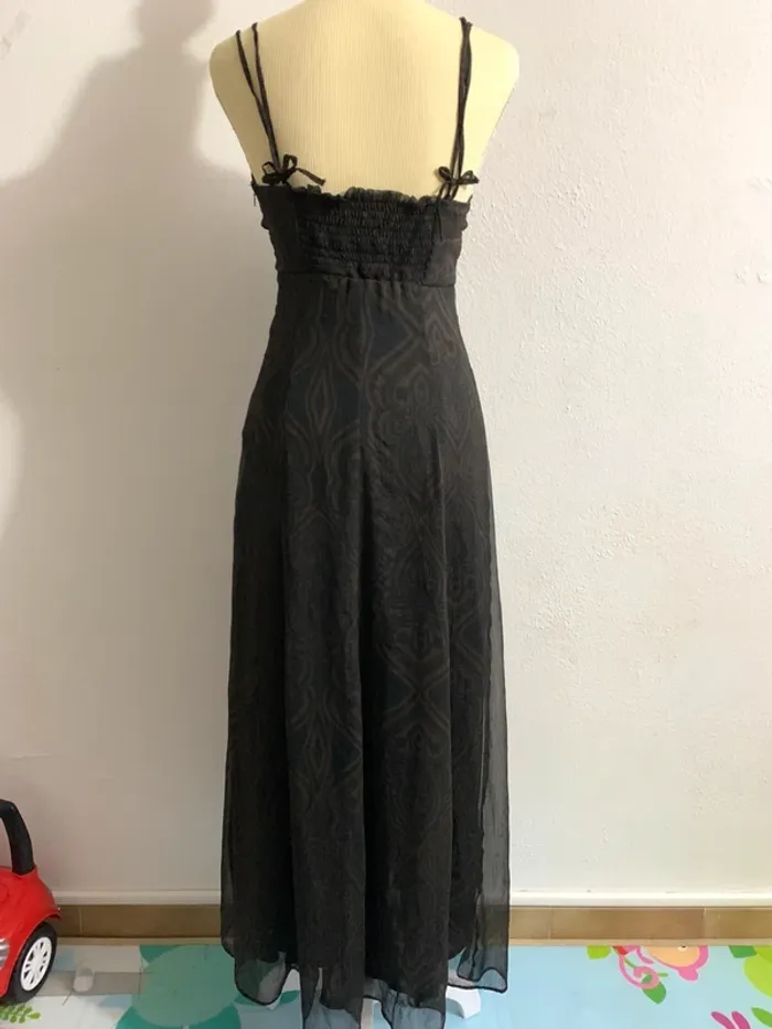 Robe longue fluide Camaïeu XS – Noir & Marron - photo numéro 3