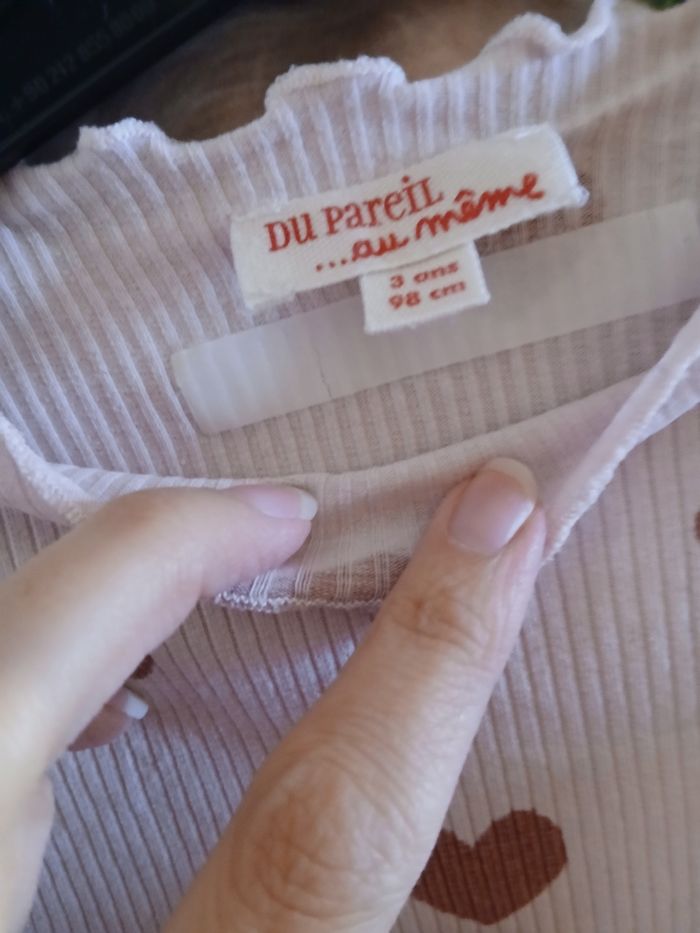 T shirt beige rosé en maile côtelée - photo numéro 2