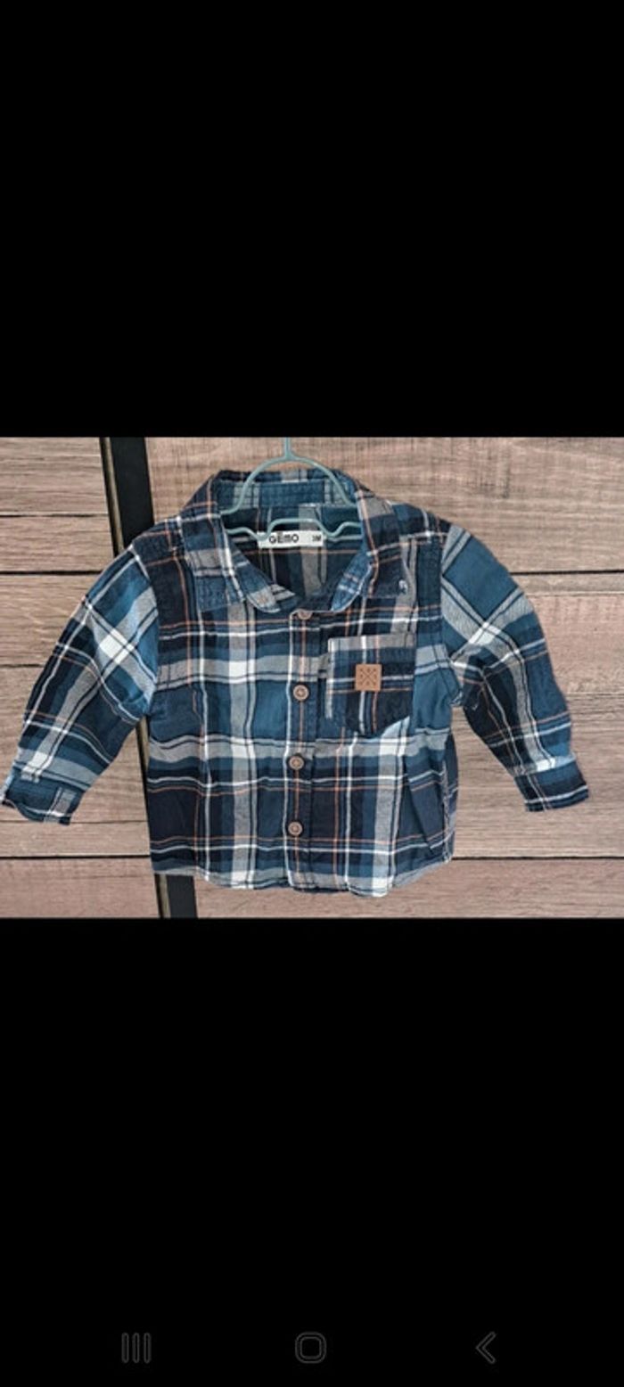 Chemise à carreaux manches longues Gémo 3 mois