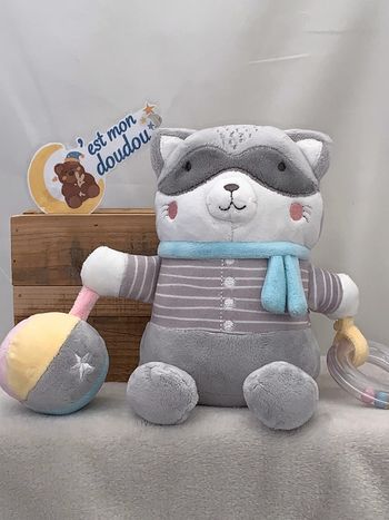 MD14 doudou raton laveur mots d’enfants