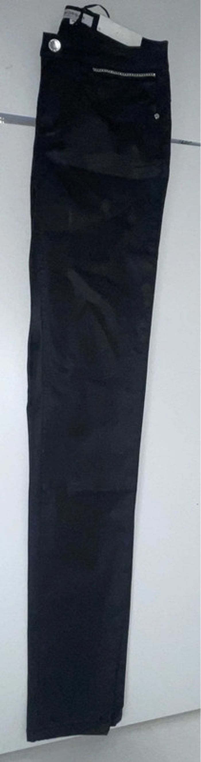 Pantalon slim noir enduit galon chaîne noir - photo numéro 5