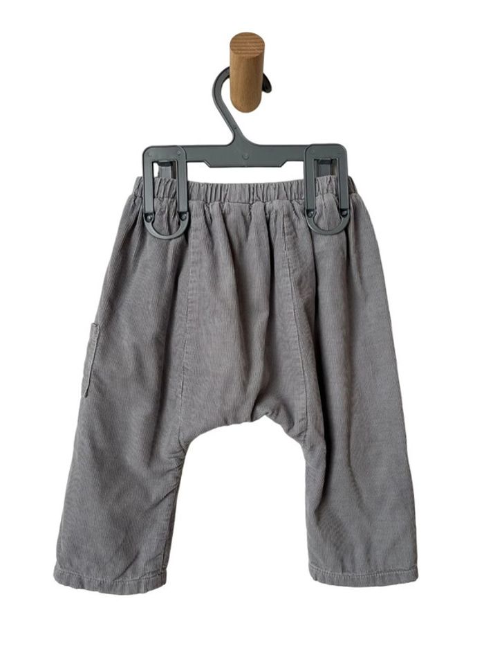 Pantalon confortable gris en velours côtelé - Vertbaudet 12 mois (74cm) - photo numéro 2