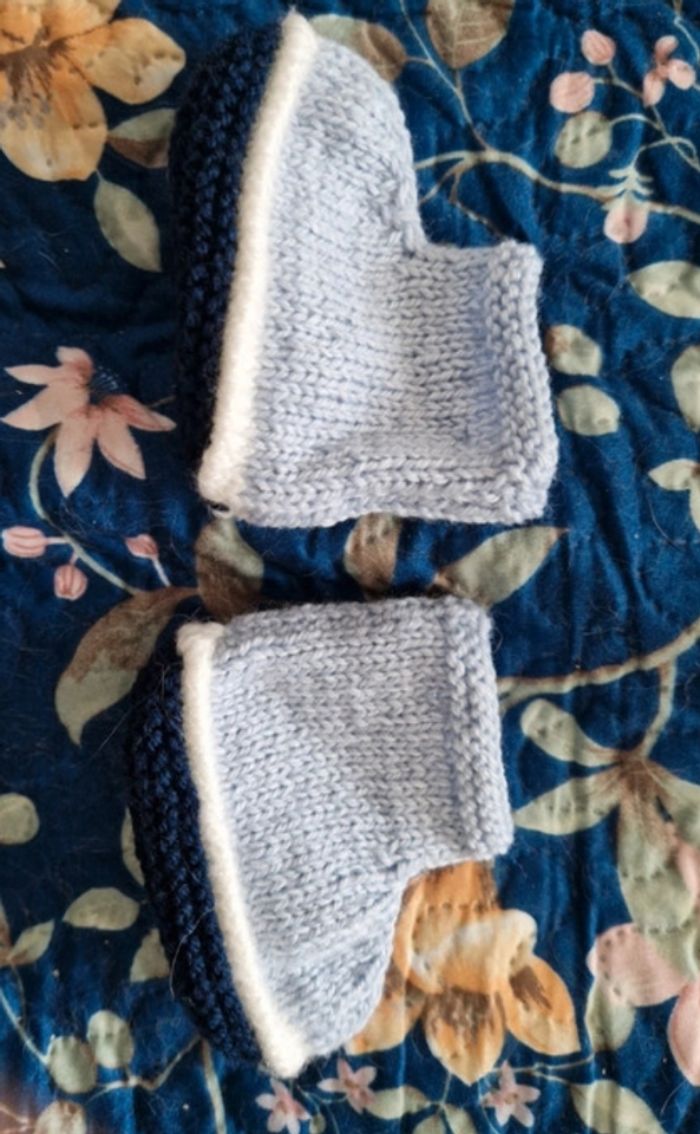 Chausson bébé bleu garçon fait main