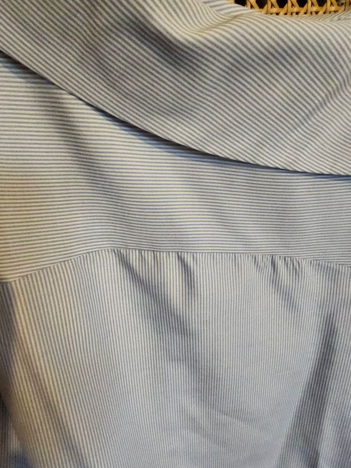 Chemise blouse blanche rayé bleue - photo numéro 4