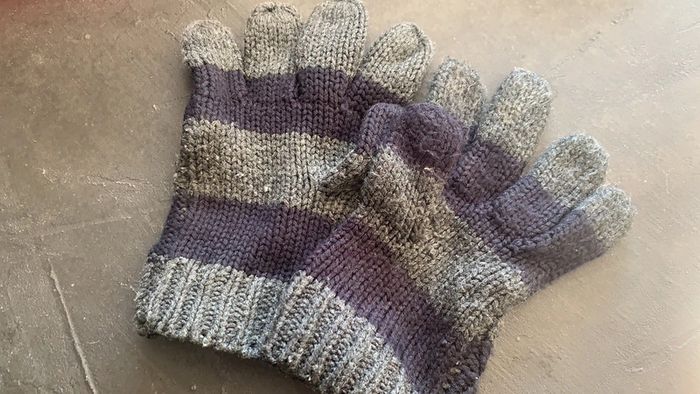 Gants en laine 7/8 ans gris/bleu