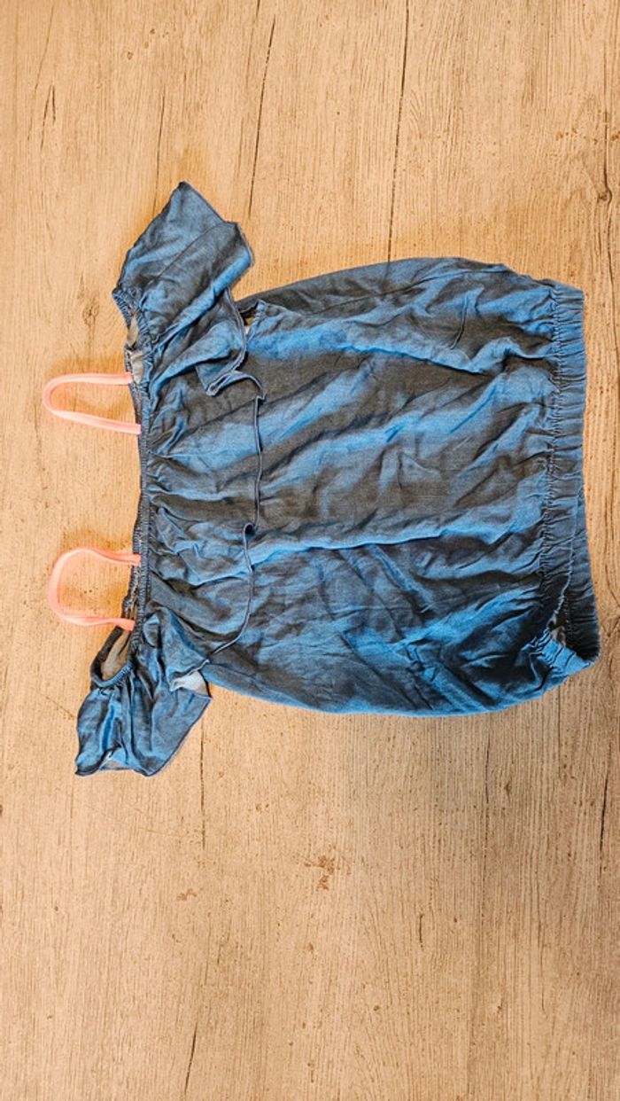 Blouse à bretelles et mini manches, bleu jean s, TQF Collection, 14 ans, nickel - photo numéro 3