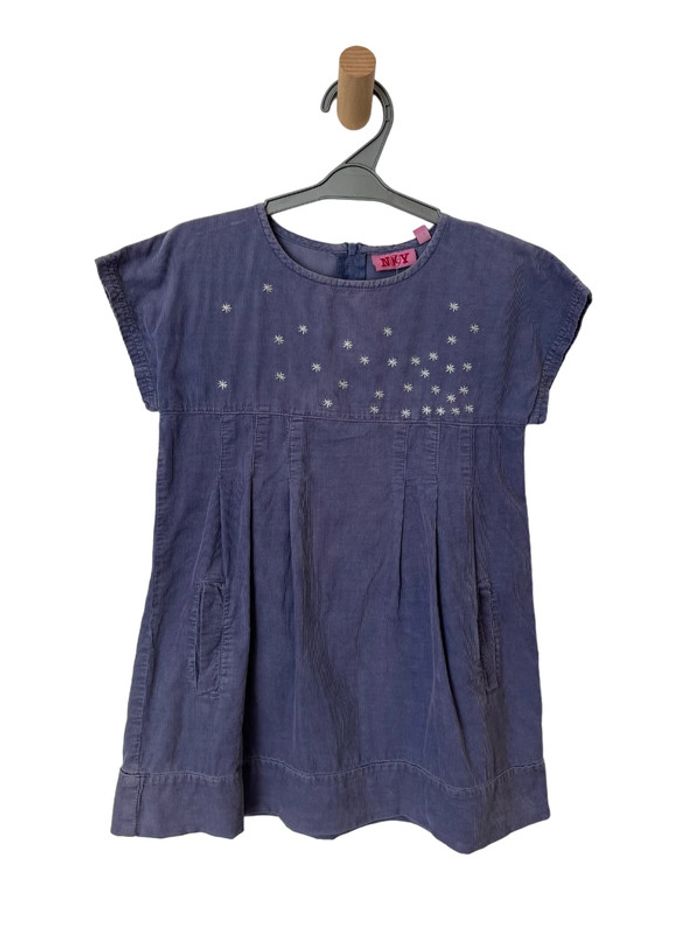 Robe violette à manches courtes en velours côtelé - NKY 6 ans
