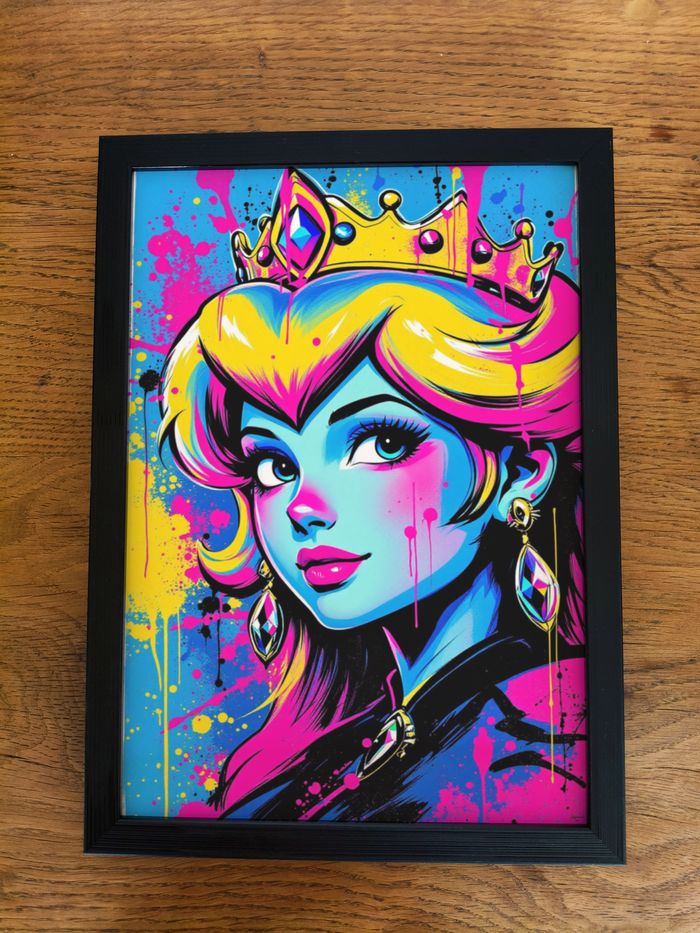 Affiche poster A4 (21×29,7 cm) art mural pop art coloré Princesse Peach déco chambre salon - photo numéro 3
