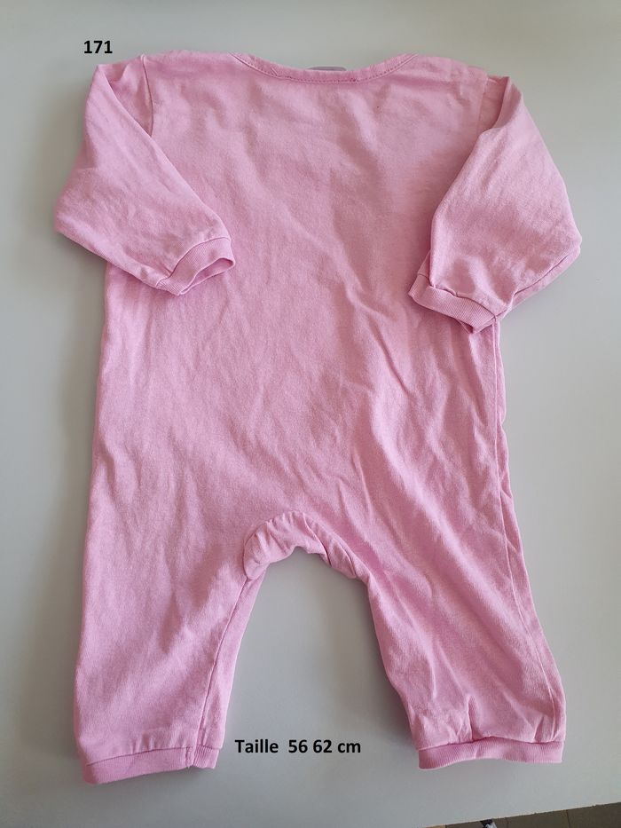 Pyjama rose en coton sans pieds Taille 56 62 - photo numéro 2