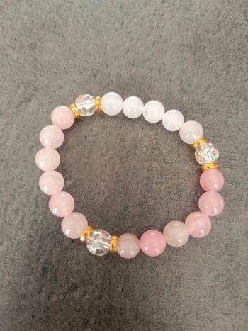 Bracelet perles rose blanche et transparente