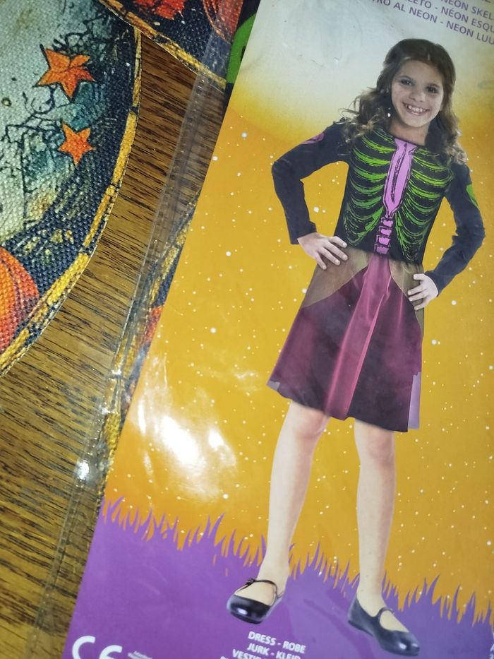 💀 Déguisement squelette néon fille 4-6 ans (110 cm) – Neuf 🎃