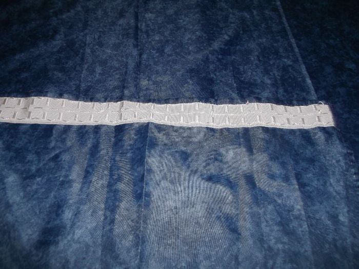 Paire de doubles rideaux bleu marine marbré avec galon fronceur 124 X 260 TBE