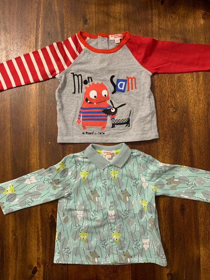 Lot 2 tee-shirts manches longues 6 mois neufs - photo numéro 2