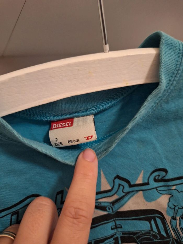 Tee Shirt Bleu Diesel Manches Longues 24 Mois - photo numéro 2