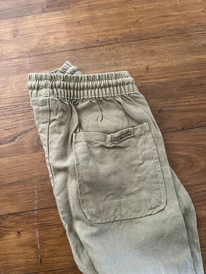 Pantalon en lin Zara kaki 18/24 mois - photo numéro 3