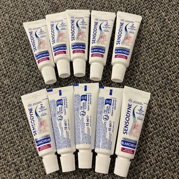 Lot de 10 dentifrice sensodyne blancheur 15ml
