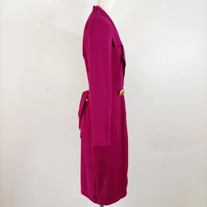 Robe blazer fuchsia à boutons bijoux dorés Vintage Élégante tendance - taille 42 estimée A668 - photo numéro 6
