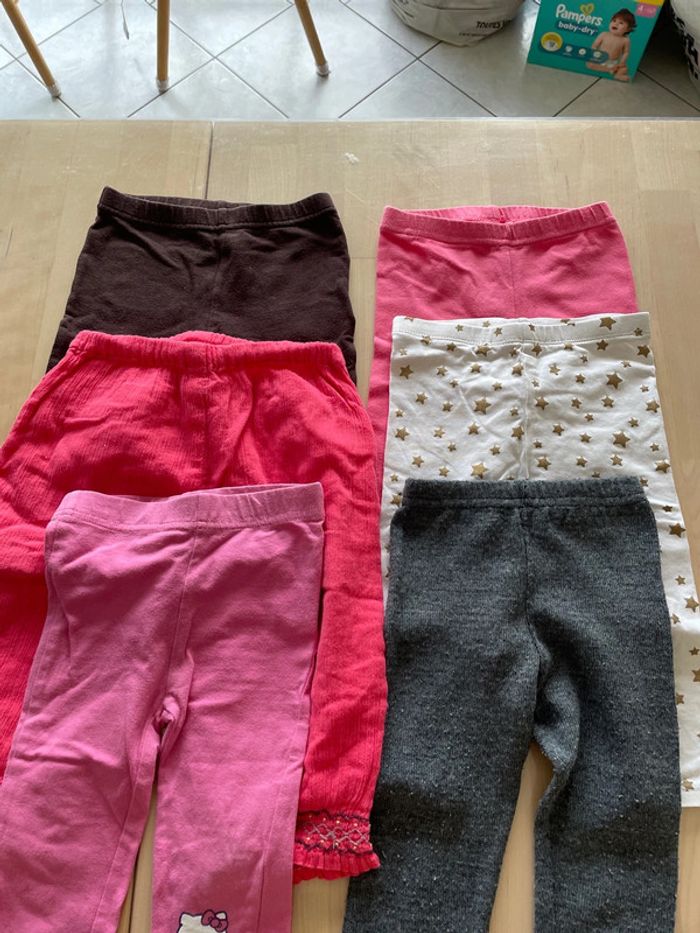 Lot de 6 leggings fille 12 mois multimarque