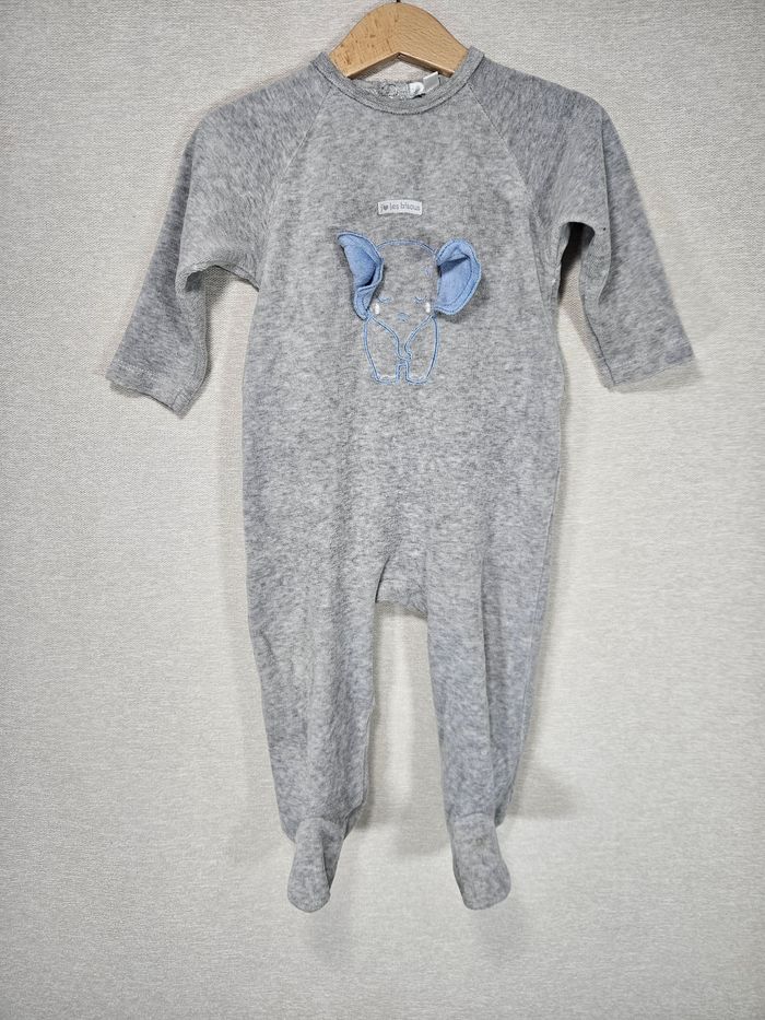 Pyjama velour éléphant  mes petits cailloux 12 mois