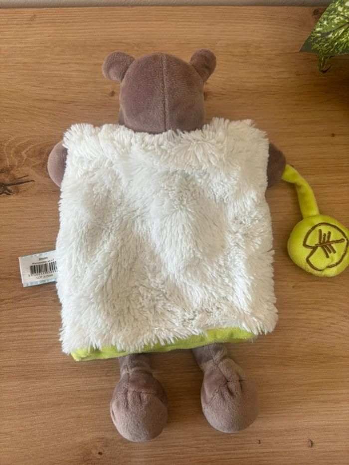 Doudou marionnette hippopotame vert blanc marron baby nat - photo numéro 3